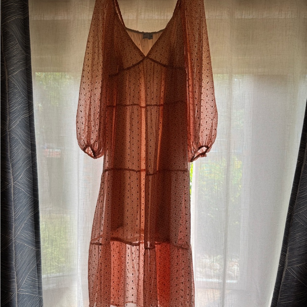 Asos Design sheer red and gold dress